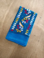 Handicraft Kantha Stitch Cotton Blouse Piece Material (Dark sky blue) - Image 2