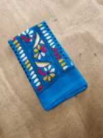 Handicraft Kantha Stitch Cotton Blouse Piece Material (Dark sky blue) - Image 3