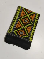 Gujarati Cotton Kantha Stitch Blouse Material black - Image 2