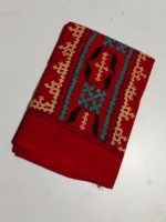 Cotton Gujarati Kantha Stitch Blouse Material Red - Image 2