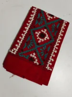 Gujarati Cotton Kantha Stitch Blouse Material Red - Image 2