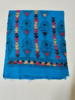 Blue Cotton Kantha Stitch Blouse Material