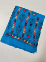 Blue Cotton Kantha Stitch Blouse Material - Image 2