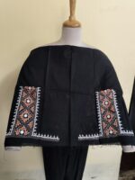 Gujarati Cotton Kantha Stitch Blouse Material black - Image 4
