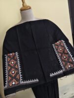 Gujarati Cotton Kantha Stitch Blouse Material black - Image 3