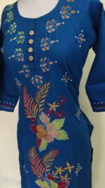 Kantha Stitch Long Kurti for Girls Blue Color - Image 5