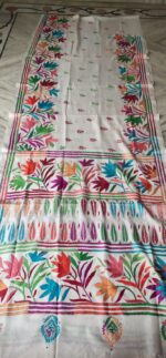 Handcrafted Bangalore Art Silk Kantha Stitch Saree For Women