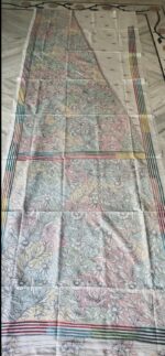 Handcrafted Bangalore Art Silk Kantha Stitch Saree White
