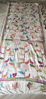 Handcrafted Bangalore Art Silk Kantha Stitch Saree