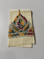 White Kantha Stitch Blouse Material Multicolor Threadwork - Image 4