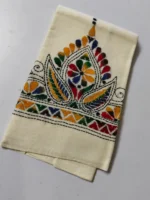 White Kantha Stitch Blouse Material Multicolor Threadwork - Image 2