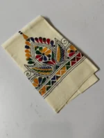 White Kantha Stitch Blouse Material Multicolor Threadwork - Image 3