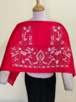 Silk Kantha Stitch Blouse Piece (Color - Red )