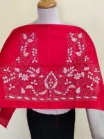 Silk Kantha Stitch Blouse Piece (Color - Red ) - Image 4