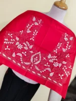 Silk Kantha Stitch Blouse Piece (Color - Red ) - Image 2
