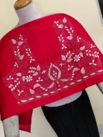 Silk Kantha Stitch Blouse Piece (Color - Red ) - Image 3