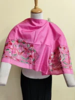 Pink Silk Kantha Blouse Material - Multicolor Floral Embroidery - Image 5
