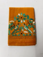 Kantha Stitch Blouse Piece Mustard Yellow  - Bird motif design