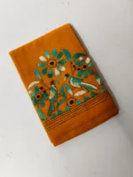 Kantha Stitch Blouse Piece Mustard Yellow  - Bird motif design - Image 3