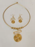 Handcrafted Dokra Brass Jewellery Set – Spiral Motif Design - Image 4