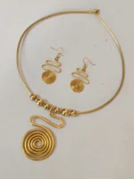 Handcrafted Dokra Brass Jewellery Set – Spiral Motif Design - Image 2