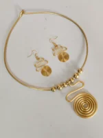 Handcrafted Dokra Brass Jewellery Set – Spiral Motif Design - Image 3