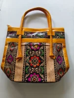 Handcrafted Leather Bag – Vibrant Floral Geometric Design