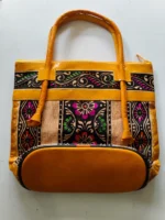 Handcrafted Leather Bag – Vibrant Floral Geometric Design - Image 3