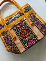 Handcrafted Leather Bag – Vibrant Floral Geometric Design - Image 4