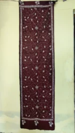 Handcrafted Maroon Silk Kantha Stitch Stole - Image 4