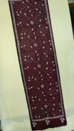 Handcrafted Maroon Silk Kantha Stitch Stole - Image 2