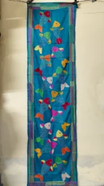 Handcrafted Silk Kantha Stitch Stole - Deep Sky blue Thread Multicolor - Image 4