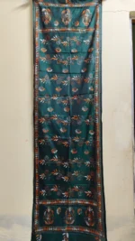 Green Silk kantha Stole with dark green floral‑row Kantha stole - Image 4