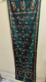 Green Silk kantha Stole with dark green floral‑row Kantha stole - Image 5