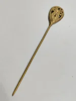 Handcrafted Dokra Brass Hair Pin – Teardrop Filigree Motif - Image 4