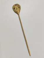 Handcrafted Dokra Brass Hair Pin – Teardrop Filigree Motif - Image 5