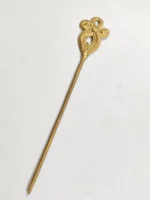 Handcrafted Dokra Brass Hair Pin – Loop Filigree Motif - Image 2