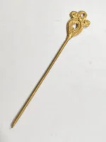 Handcrafted Dokra Brass Hair Pin – Loop Filigree Motif - Image 4