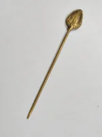 Handcrafted Dokra Brass Hair Pin – Leaf Vein Motif - Image 2