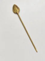 Handcrafted Dokra Brass Hair Pin – Leaf Vein Motif - Image 3