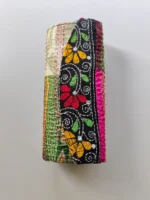 Round Silk Hand Clutch Wallet with Kantha Embroidery - Image 4