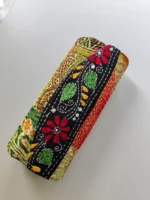 Round Silk Hand Clutch Wallet with Kantha Embroidery - Image 3