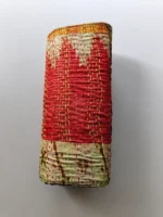 Round Silk Hand Clutch Wallet with Kantha Embroidery