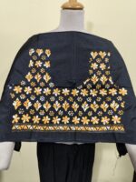 Black Silk Kantha Stitch Blouse Material For Women