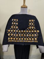 Black Silk Kantha Stitch Blouse Material For Women - Image 4