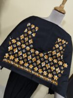 Black Silk Kantha Stitch Blouse Material For Women - Image 2