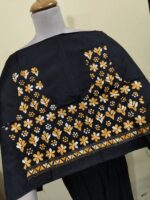 Black Silk Kantha Stitch Blouse Material For Women - Image 3
