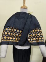 Black Silk Kantha Stitch Blouse Material For Women - Image 5