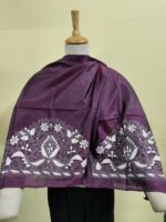 Silk Kantha Stitch Blouse Material – Ornate Floral & Leaf Embroidery - Image 4