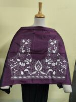 Silk Kantha Stitch Blouse Material – Ornate Floral & Leaf Embroidery